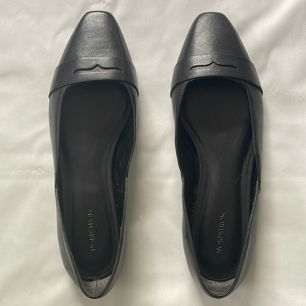 Nordstrom black leather flats - 8M - Never worn!